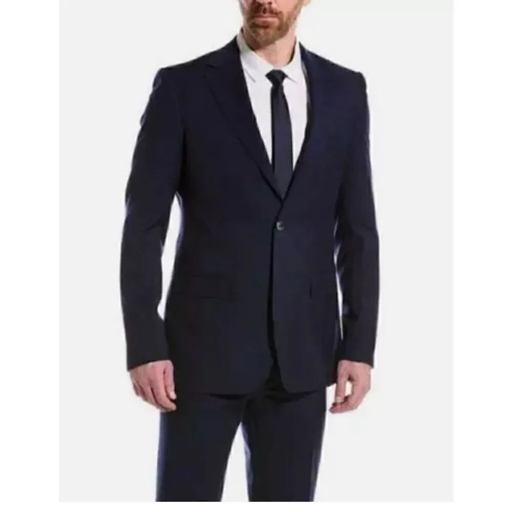 Zanetti Made in Italy Black 2 Button 80% Wool Blazer NWOT Size 46 Long